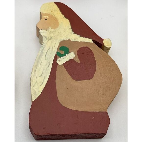 HANDMADE Santa Clause Set of 9 Christmas Decor Painted Carved Vintage Folk Art - Picture 7 of 10